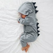 LMTODLFG Baby Girl Clothes Baby Boy Girl Dinosaur Hooded Romper Jumpsuit Outfits Clothes Matching Set Baby Boy Clothes 0-3 Months Grey 6 Months